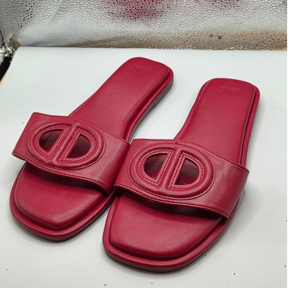 JustFab Red Faux Leather Women's Slides Sandals - Women's Size 9